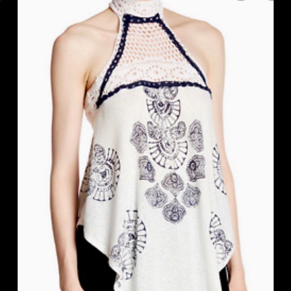 FREE PEOPLE Crochet Neck Tank Top